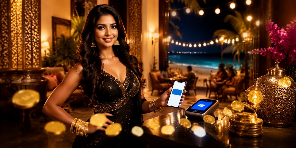 Player registering on mobile device on beach